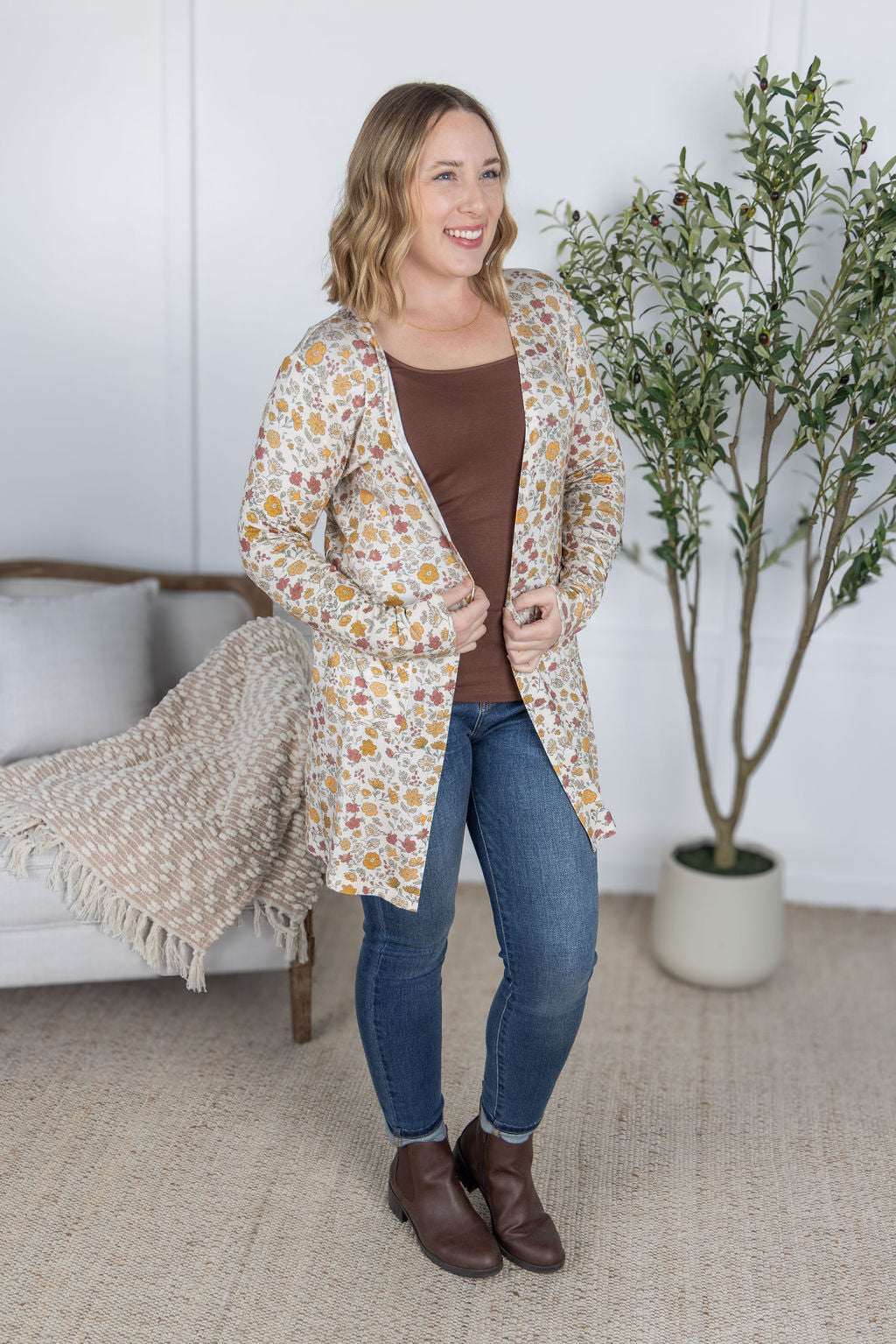 Michelle Mae Classic Cardigan - Fall Vintage Floral