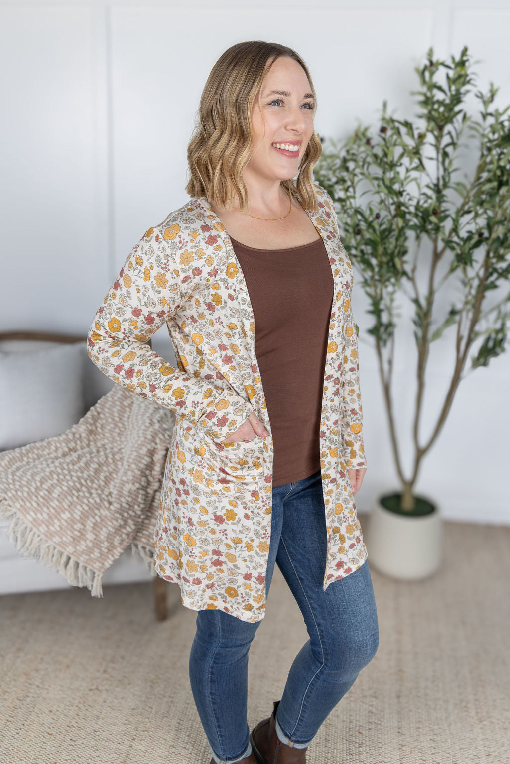Michelle Mae Classic Cardigan - Fall Vintage Floral