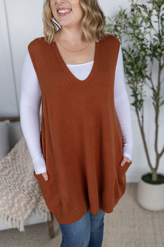 IN STOCK Tunic Sweater Vest - Rust