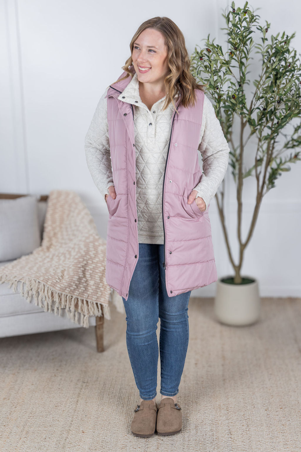 Michelle Mae Harlow Long Vest - Blush