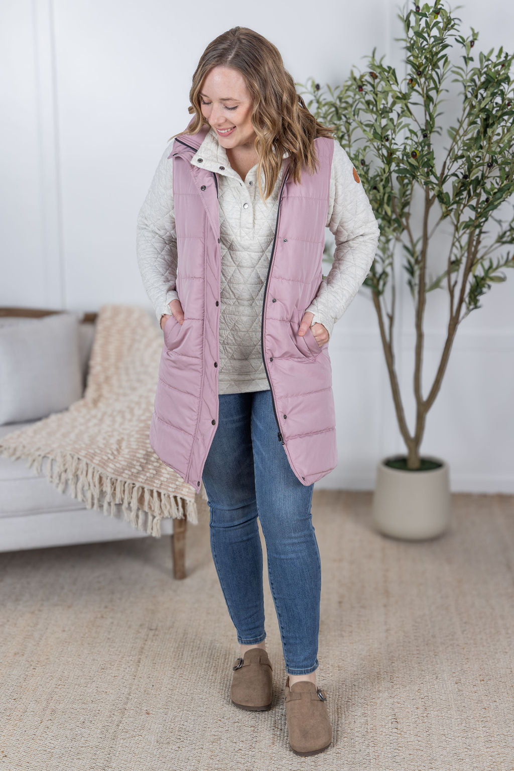 Michelle Mae Harlow Long Vest - Blush