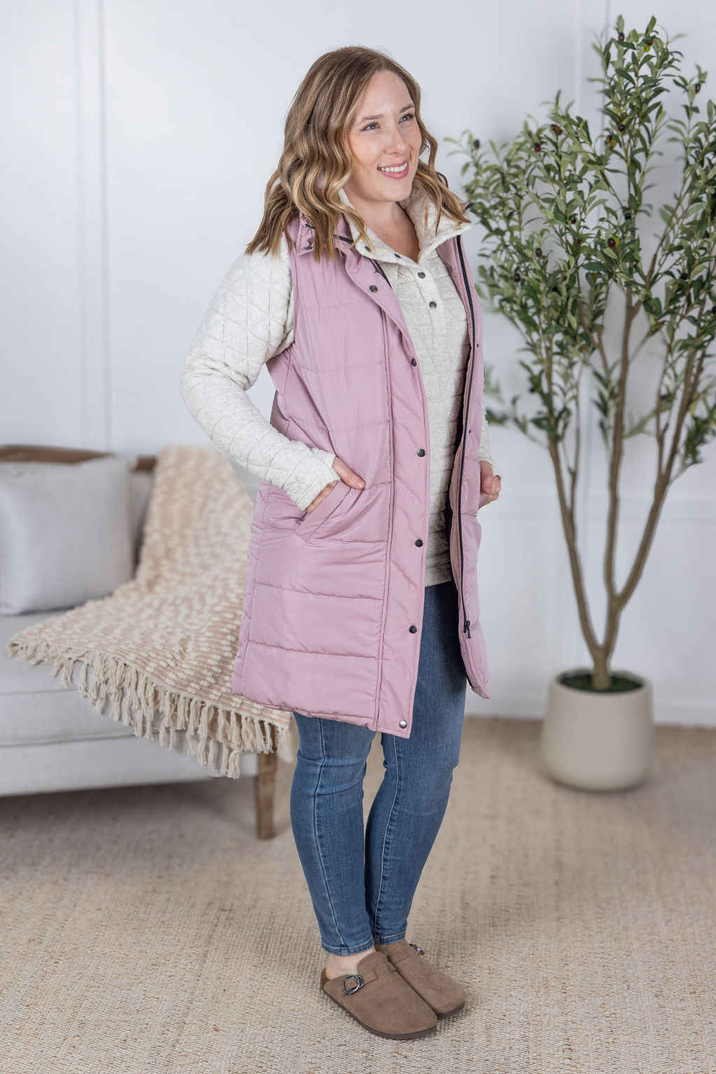 Michelle Mae Harlow Long Vest - Blush