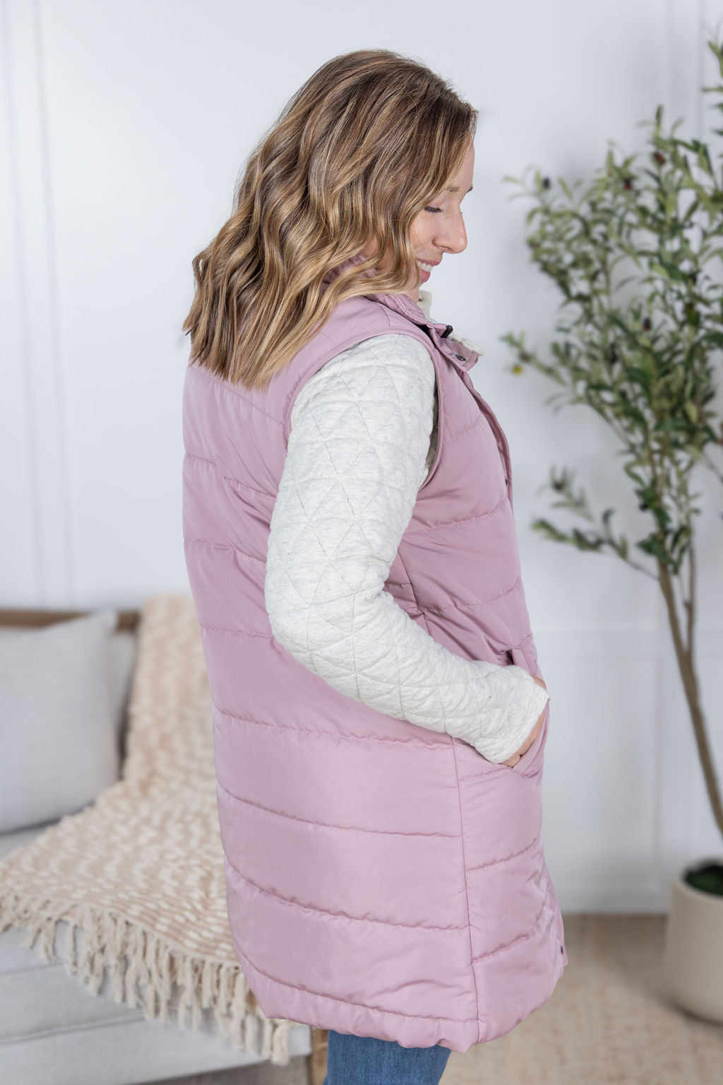 Michelle Mae Harlow Long Vest - Blush