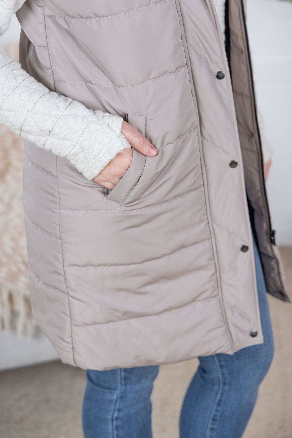 Michelle Mae  Harlow Long Vest - Latte