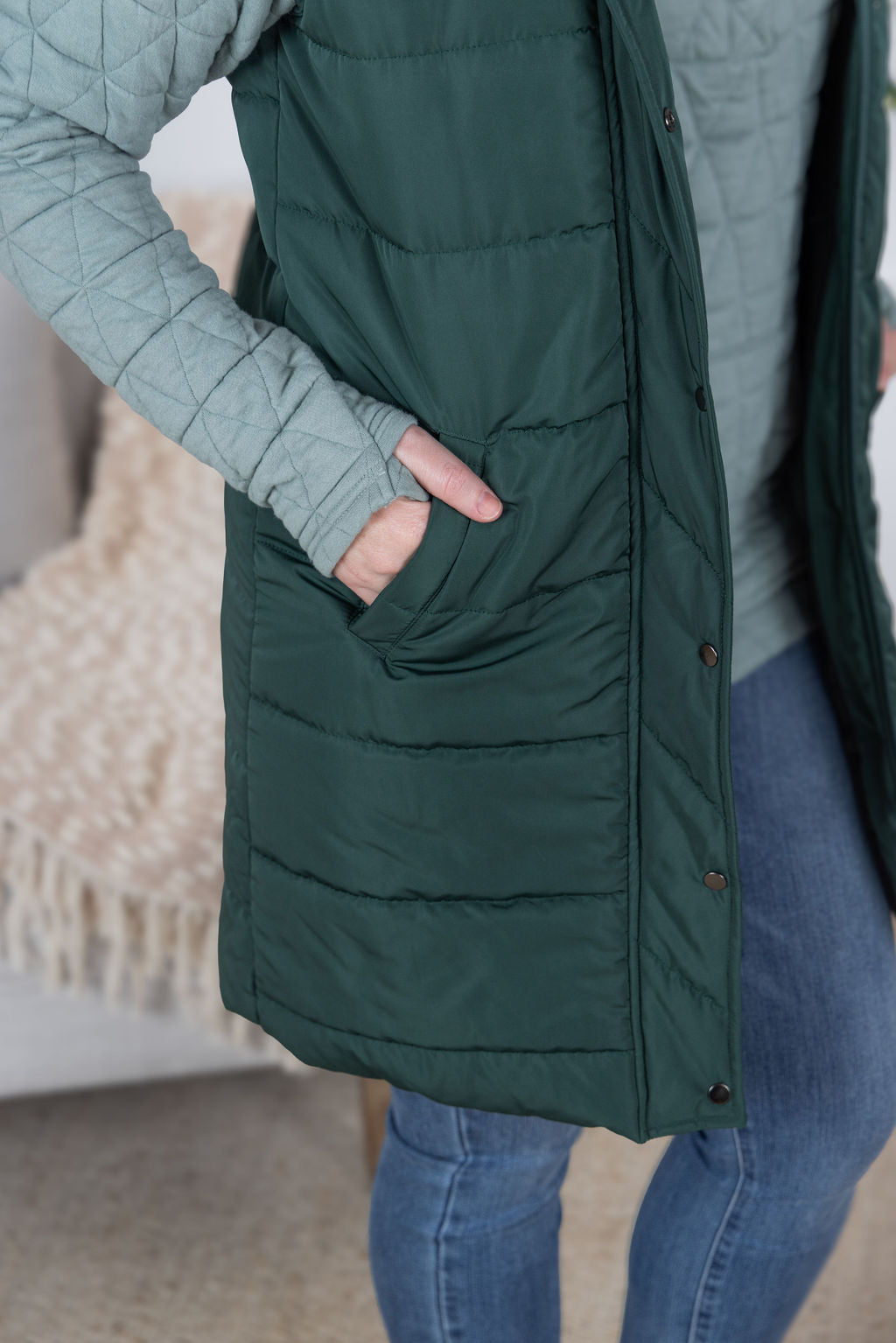 Michelle Mae Harlow Long Vest - Hunter Green