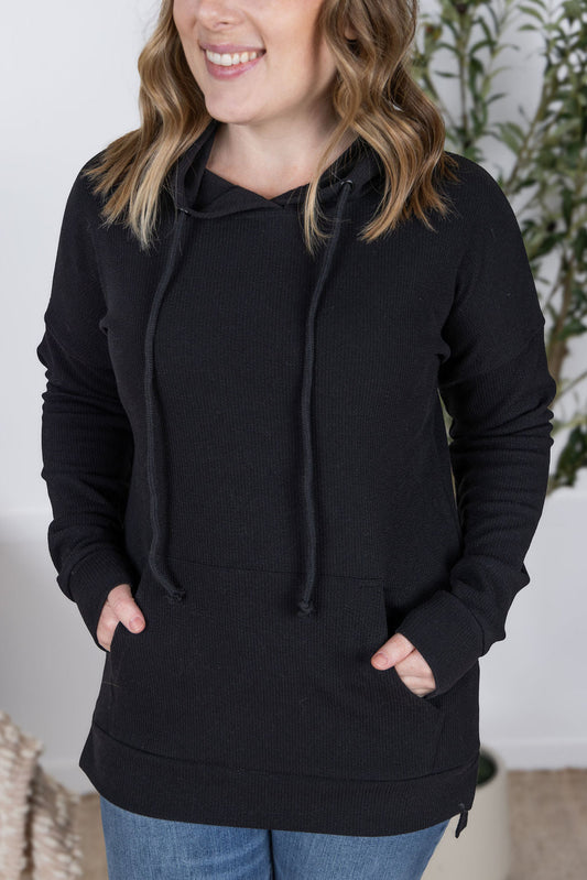 Michelle Mae Kacey Ribbed Hoodie - Black
