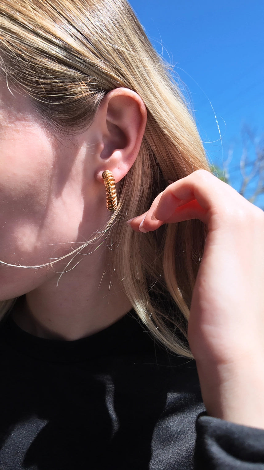 PREORDER Sis Kiss Spiral Hoops in Gold or Silver (Water Resistant)