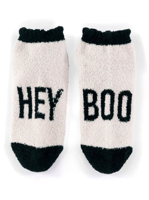 "HEY BOO" Footie Cozy Socks