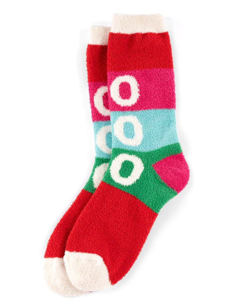 "Ho Ho Ho" Multi Colored Cozy Socks