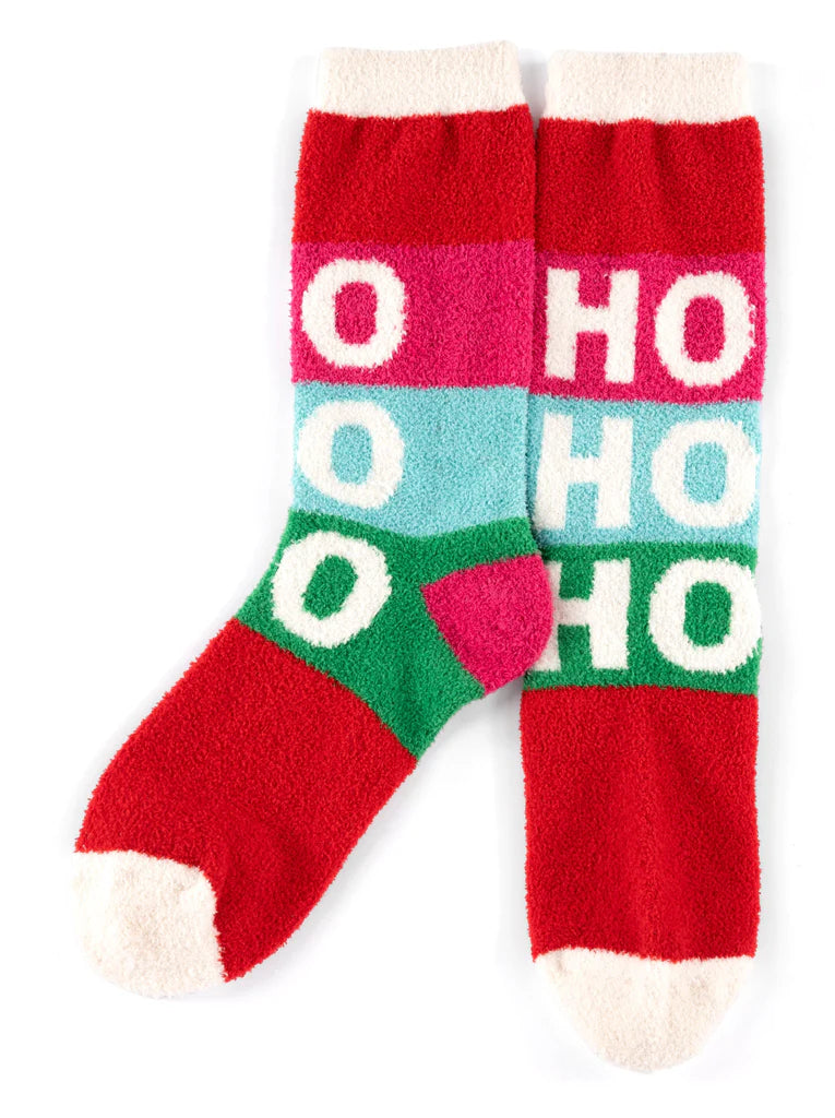 "Ho Ho Ho" Multi Colored Cozy Socks