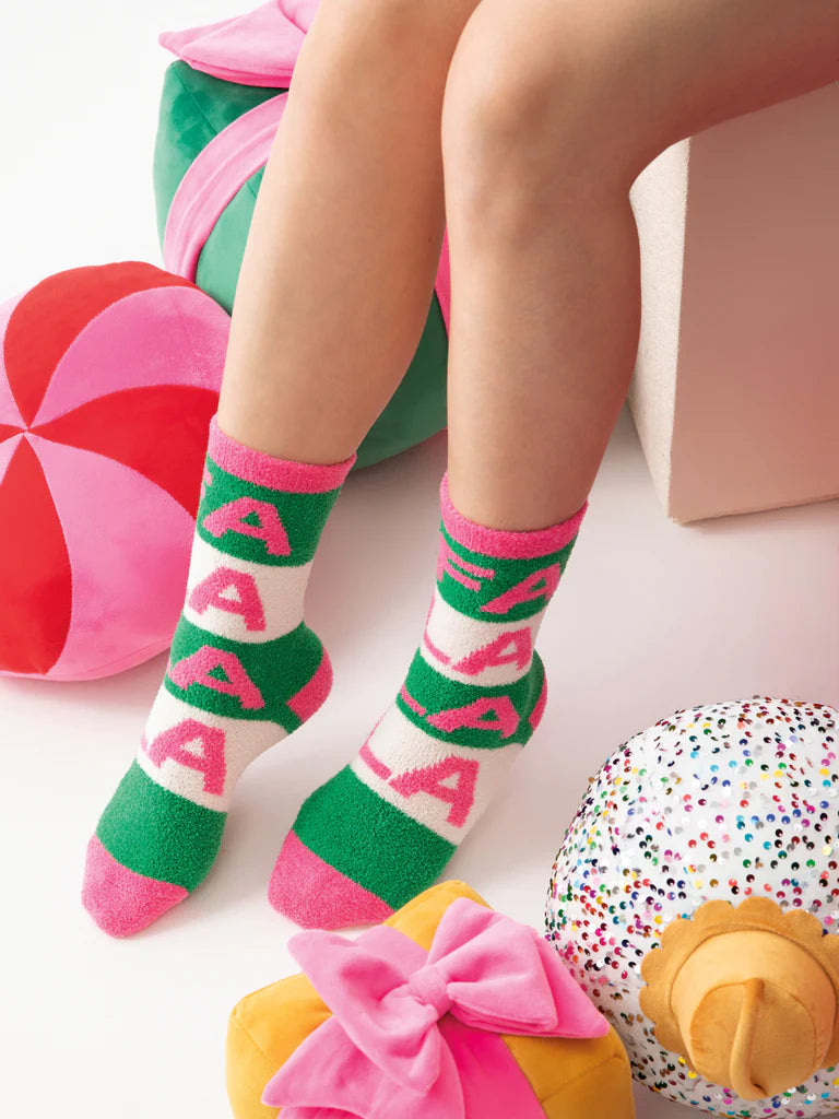 "Fa La La La" Multi Colored Cozy Socks