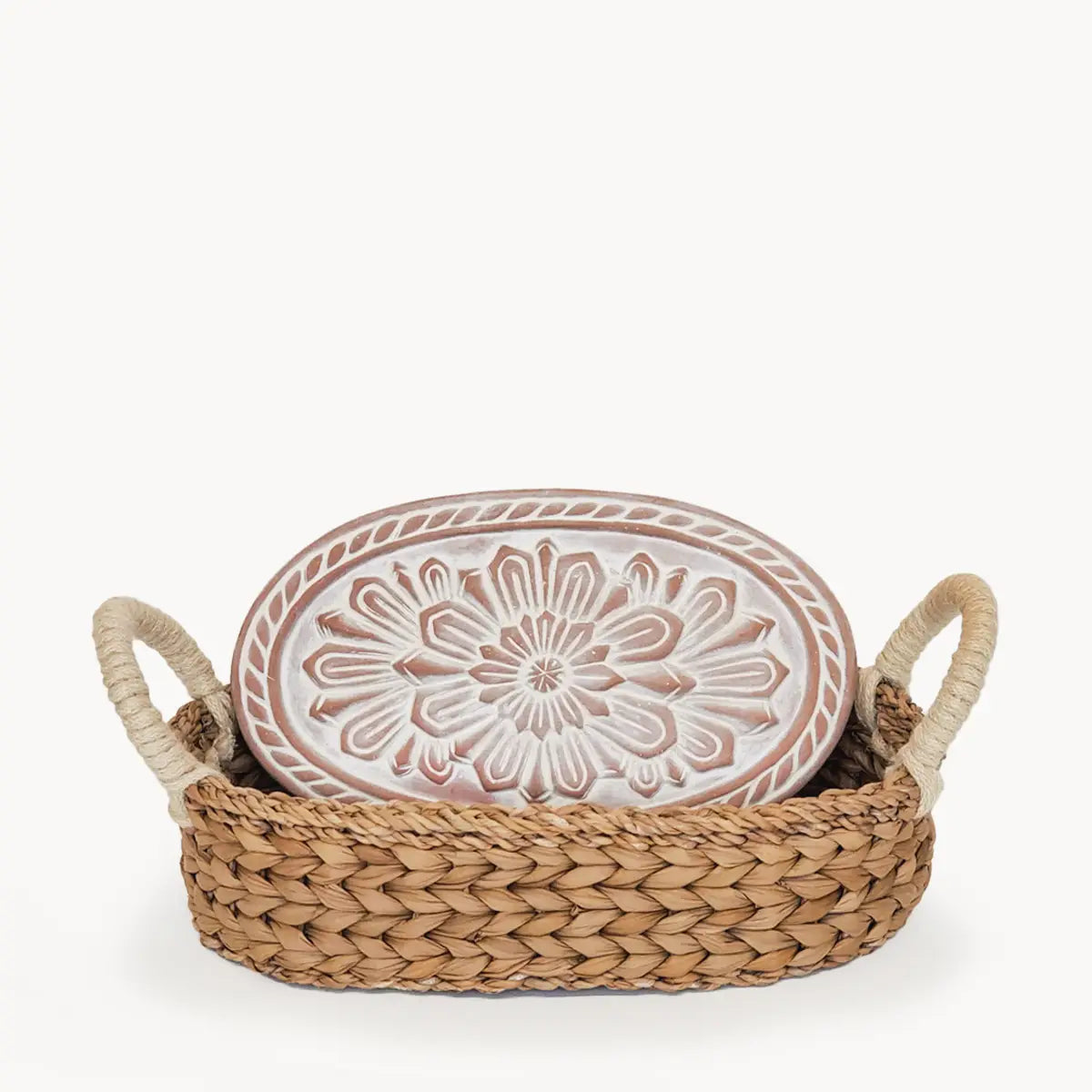 Handmade Bread Warmer & Wicker Basket - Flower Oval