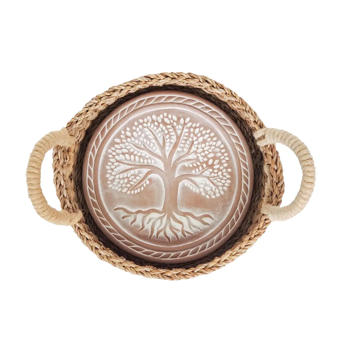 Handmade Bread Warmer & Wicker Basket - Tree of Life - Round