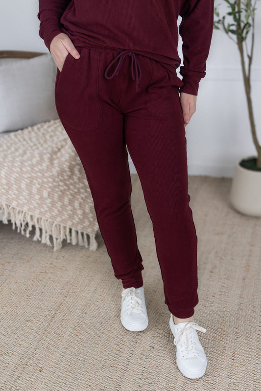 IN STOCK Corrine Joggers - Burgundy