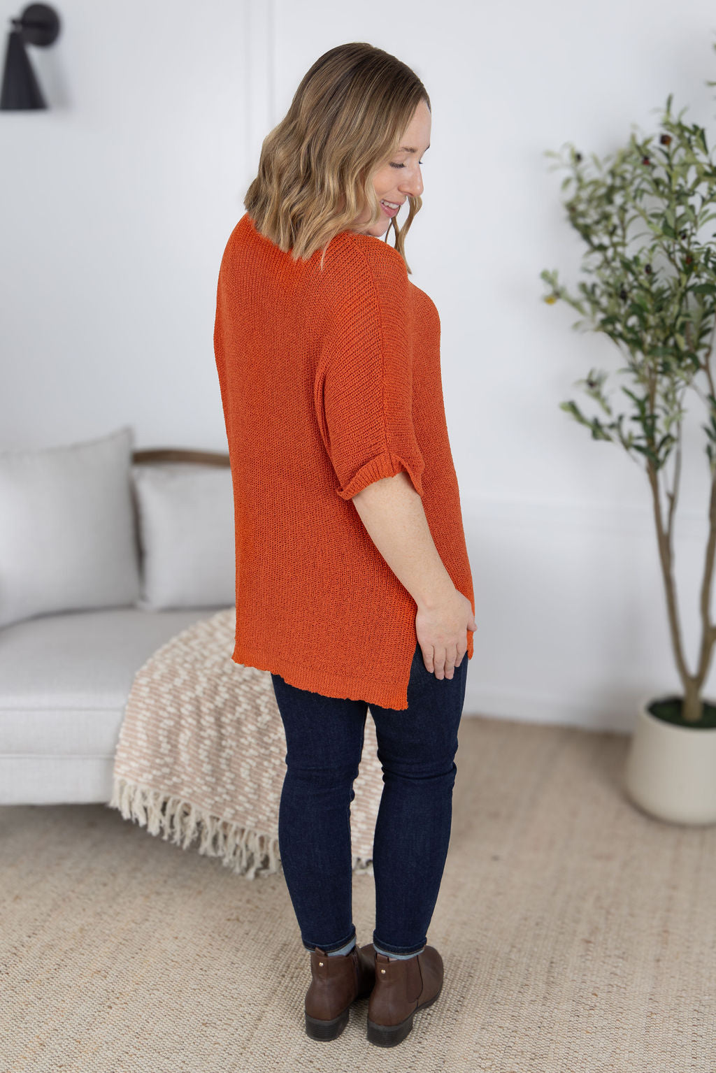 Michelle Mae - Annie Open Knit Top - Pumpkin
