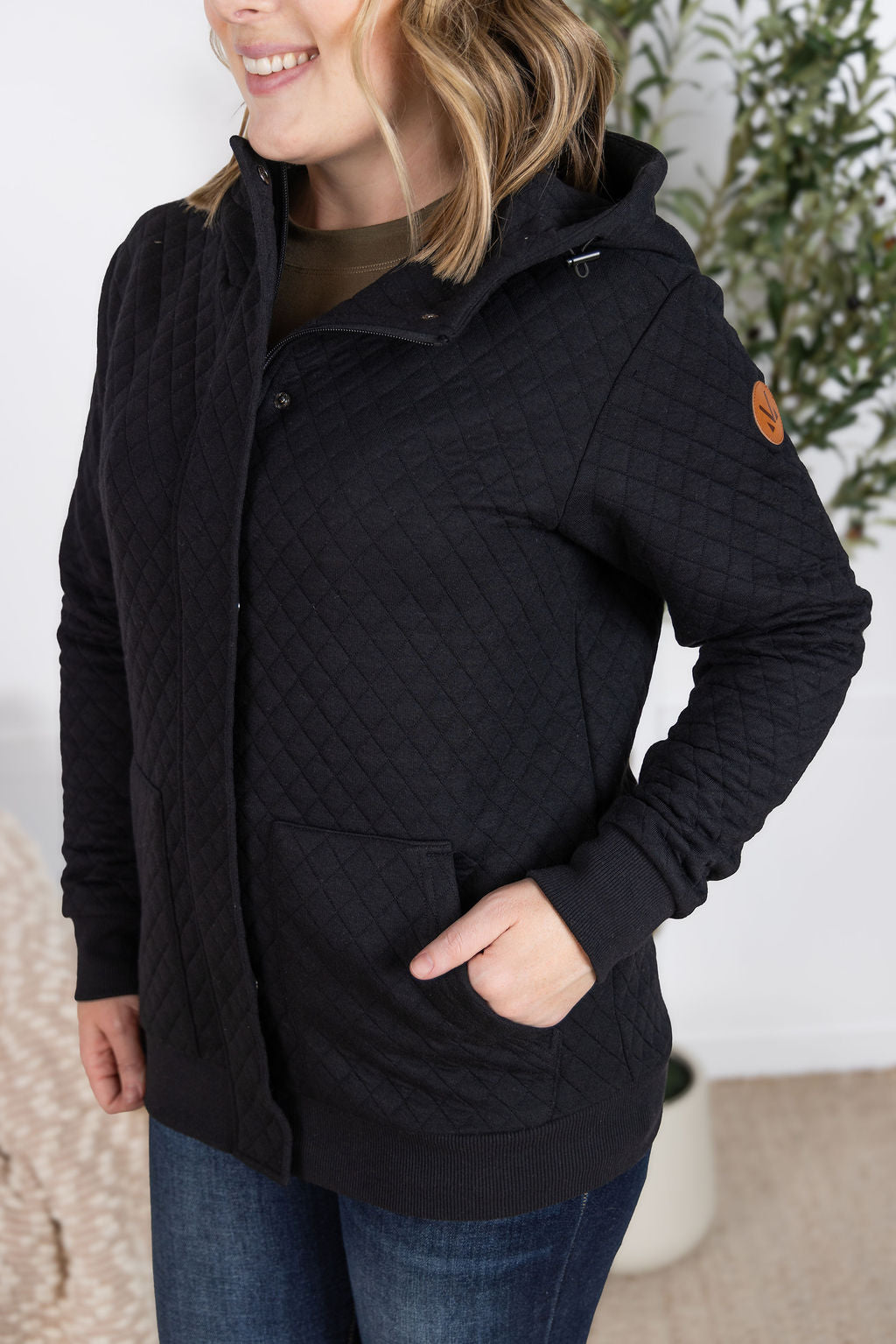 Michelle Mae Kyla Zipper Snap Jacket - Black
