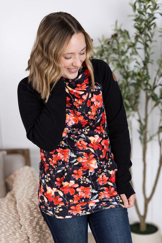 Michelle Mae Zoey ZipCowl Sweatshirt - Sunset Floral