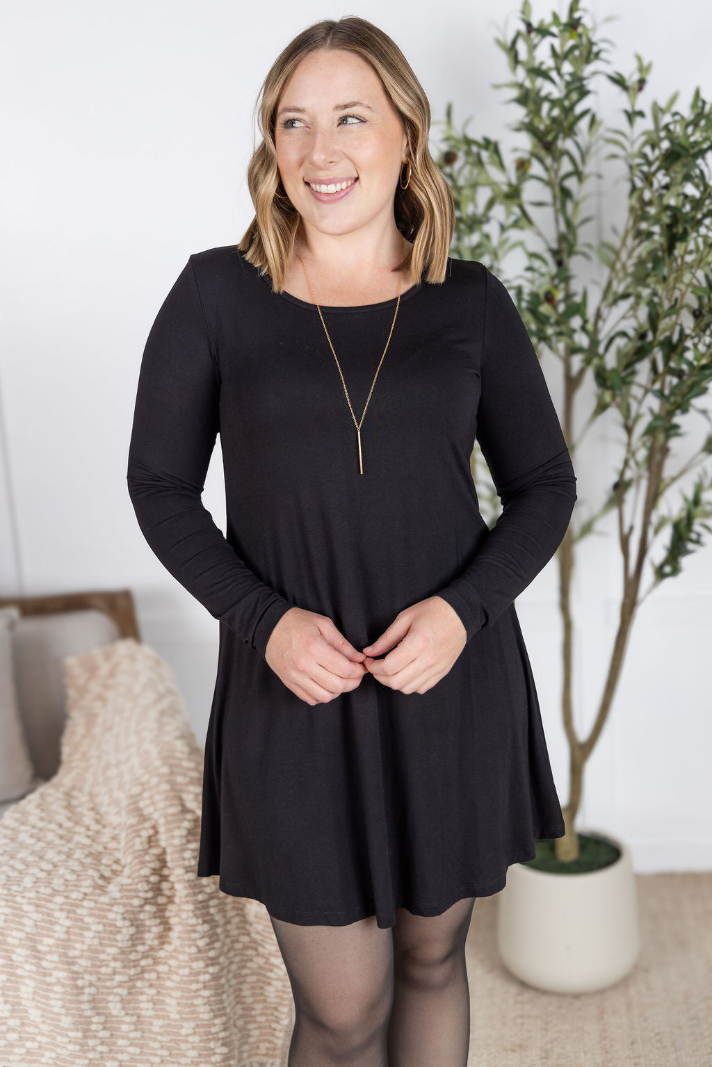 Michelle Mae Savannah Bamboo Swing Dress - Black