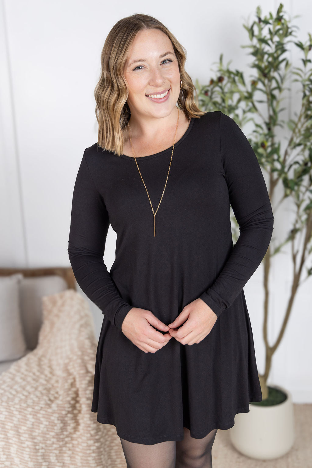 Michelle Mae Savannah Bamboo Swing Dress - Black
