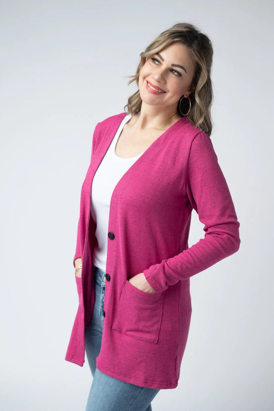 Michelle Mae Cori Cardigan - Hot Pink