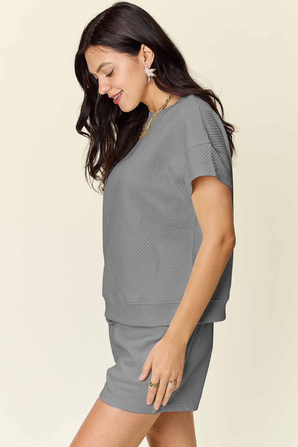 Textured Short Sleeve Top and Shorts Set in 11 Colors