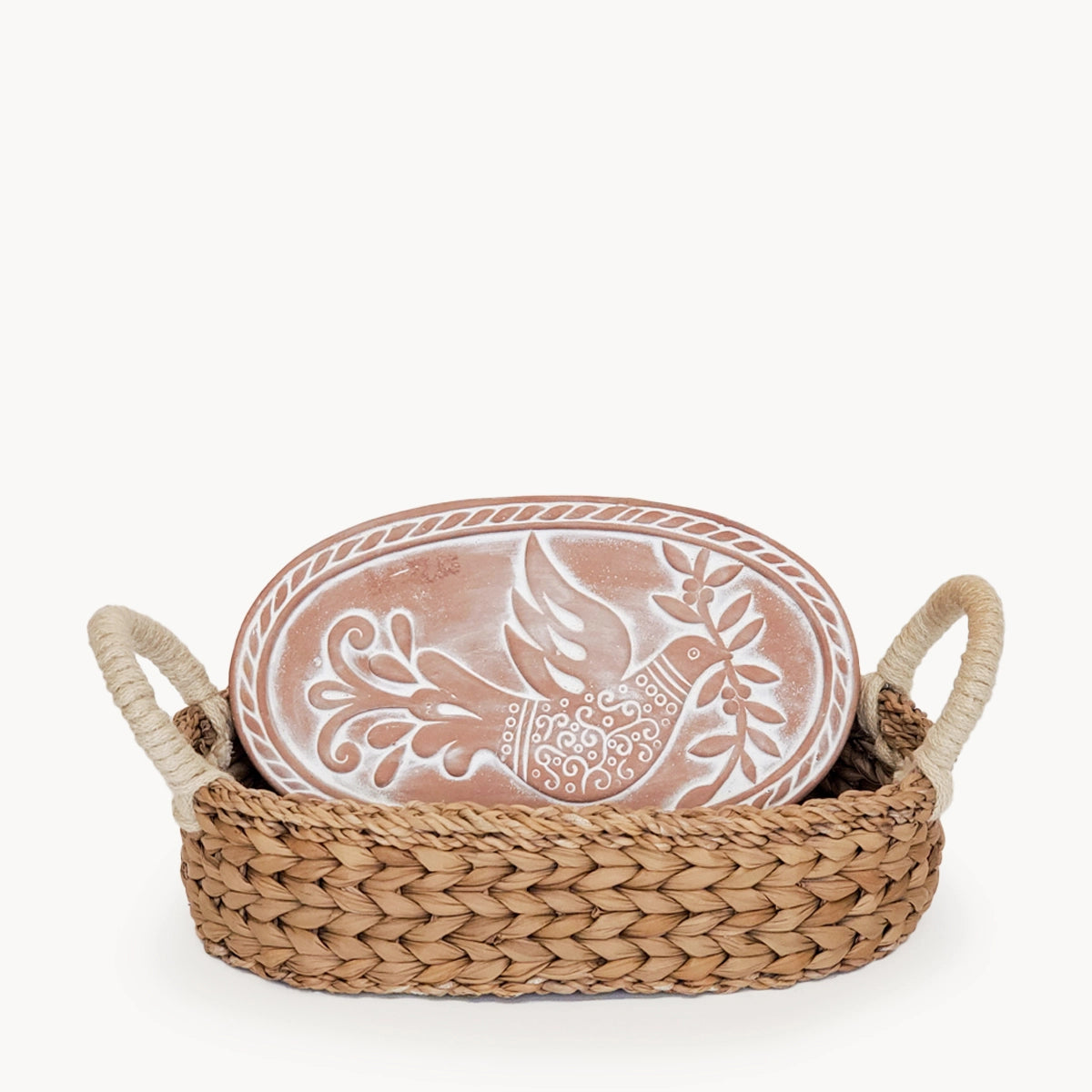 Handmade Bread Warmer & Wicker Basket - Bird Oval