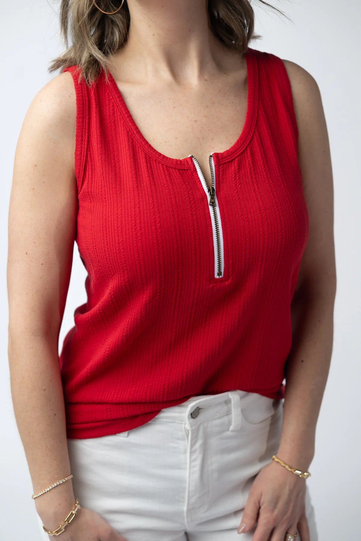 Michelle Mae Mila Zipper Tank - Red