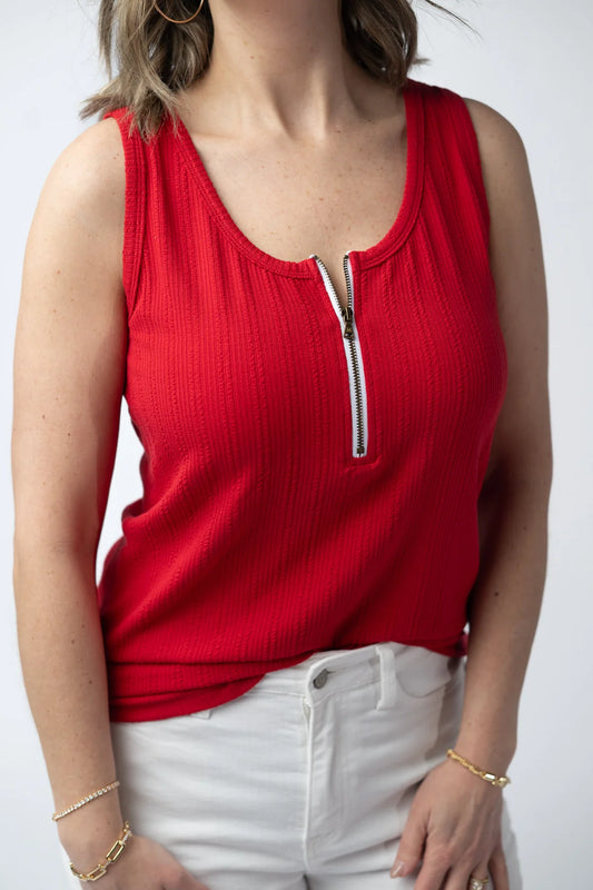 Michelle Mae Mila Zipper Tank - Red