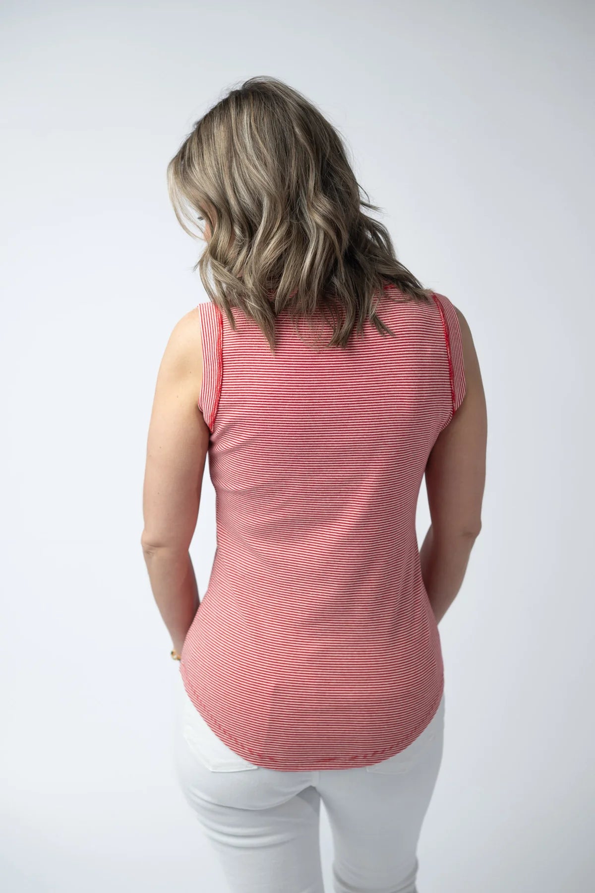 Michelle Mae Morgan Micro Striped Tank - Red
