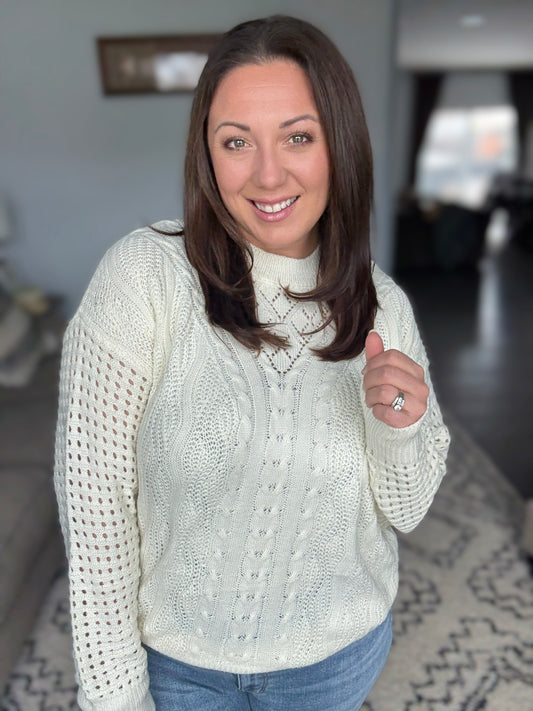 Michelle Mae Jasmine Open Knit Sweater - Ivory