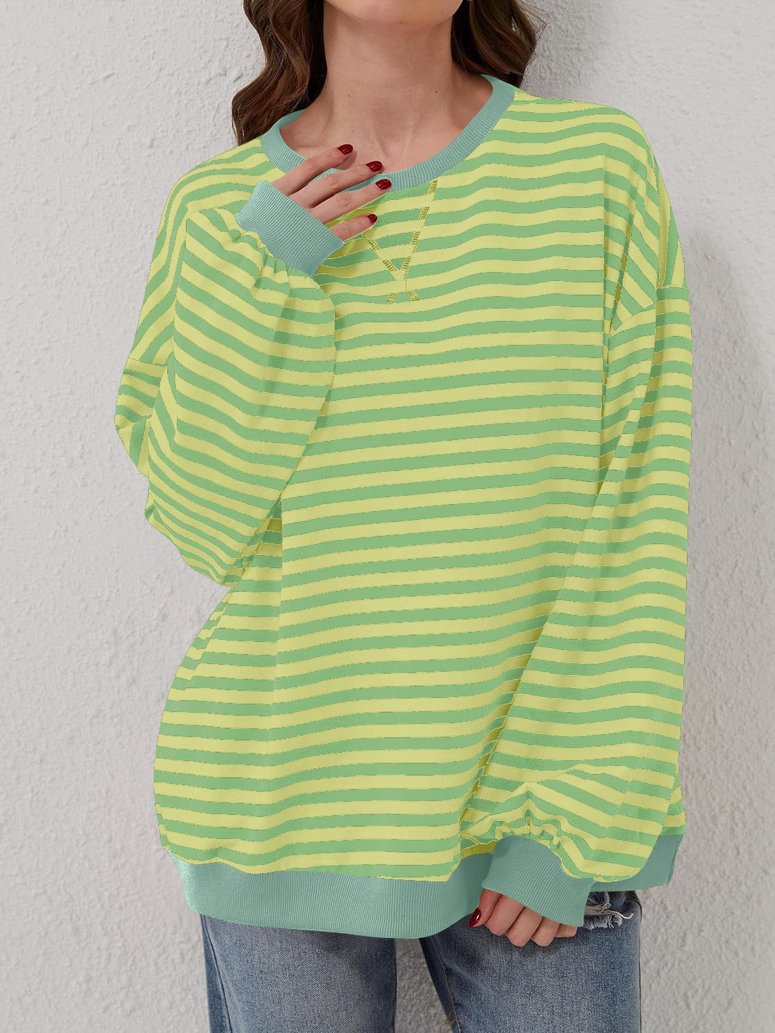 Preorder: Lovelet Contrast Striped Oversized Pullover