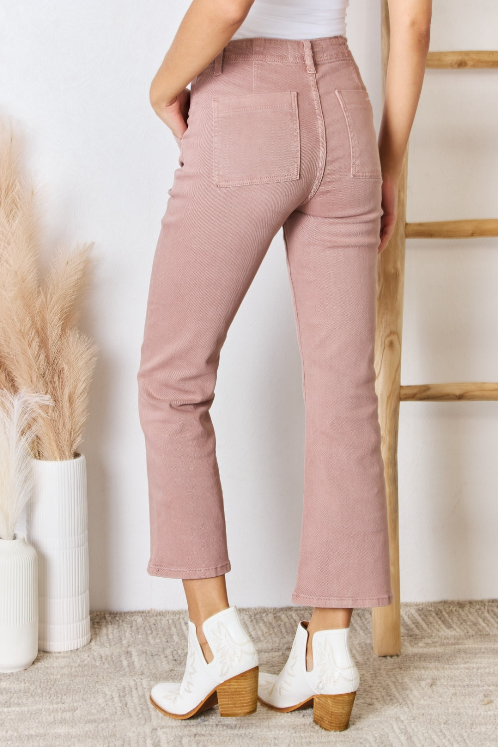 RISEN Full Size High Rise Ankle Flare Jeans in Mauve