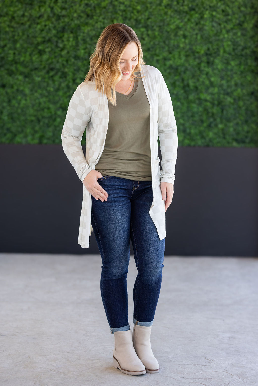IN STOCK Classic Cardigan - Neutral Checkers