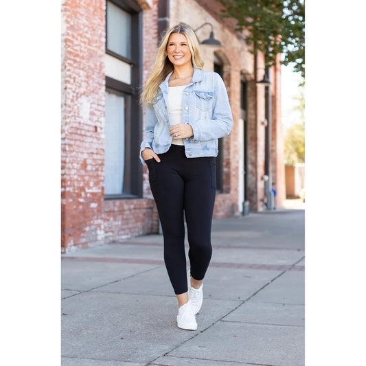 JuliaRose Alana 7/8 Ankle Leggings with Pockets in Black