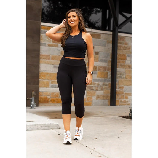 JuliaRose Black Capri Leggings with Pockets