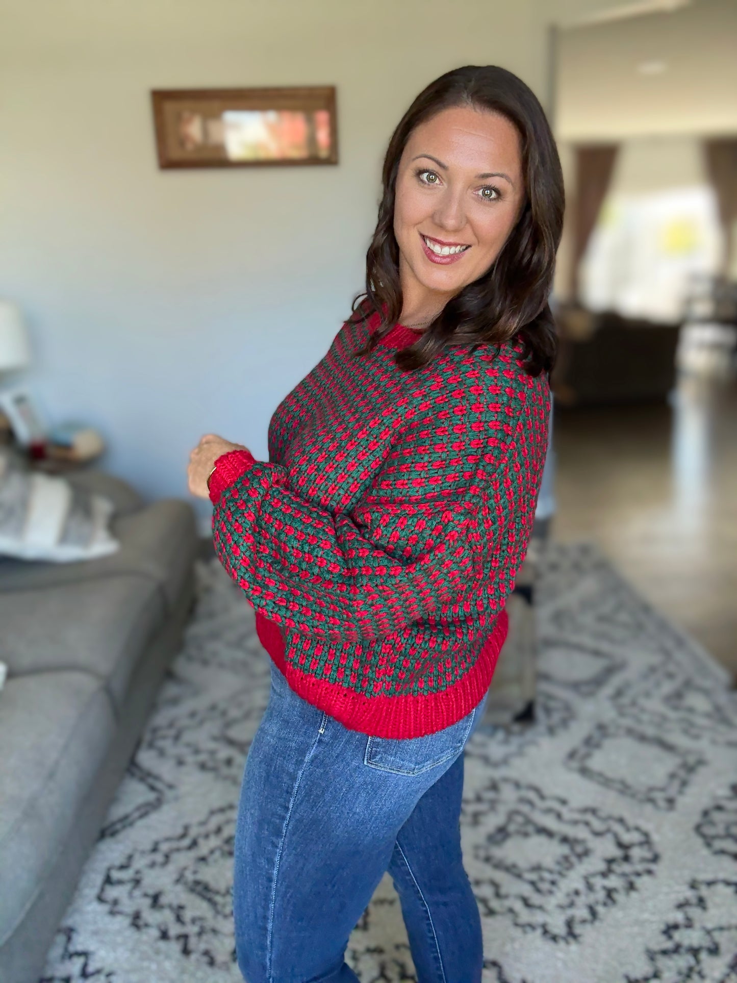 SO ME Textured Two Tone Holiday Knit Sweater