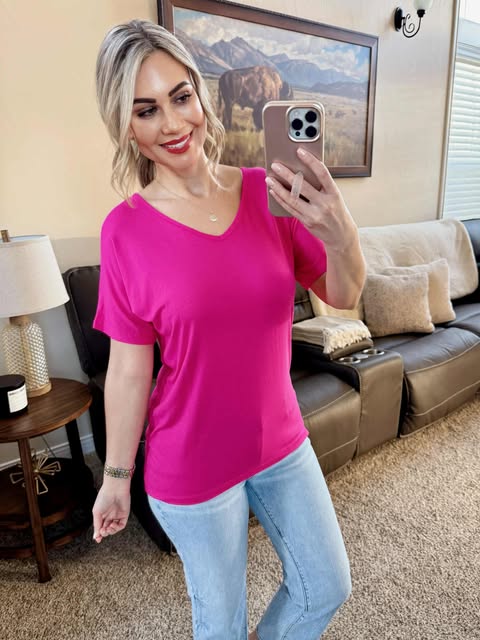 IN STOCK Chloe Cozy Tee - Hot Pink