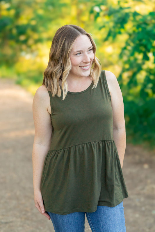 IN STOCK Renee Ruffle Tank - Olive