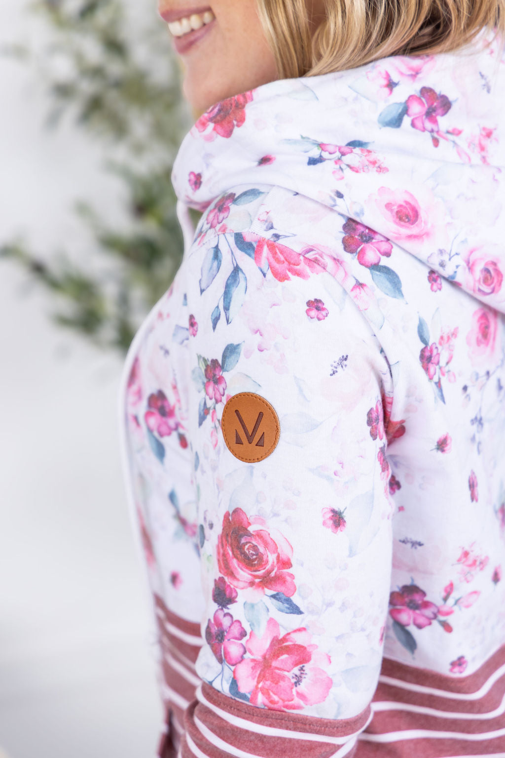 IN STOCK Hailey Pullover Hoodie - Pink Bloom and Stripes
