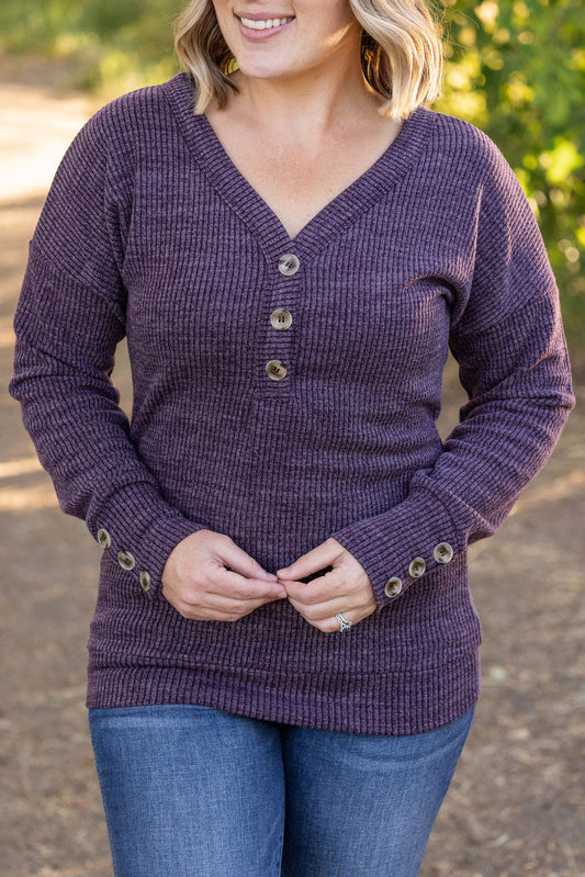 IN STOCK Brittney Button Sweater - Purple