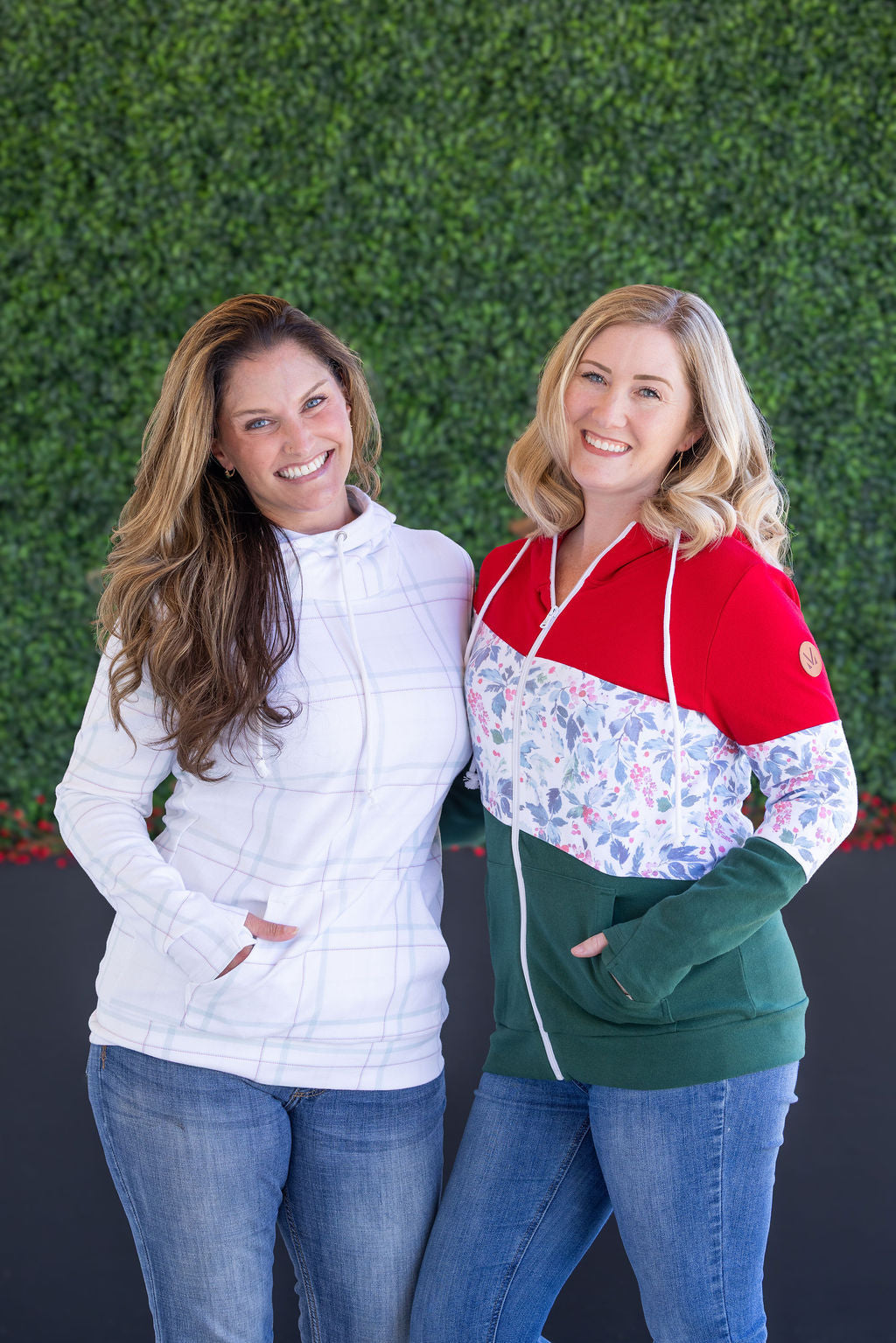 Michelle Mae Colorblock Fullzip - Red, Winter Berry, Evergreen