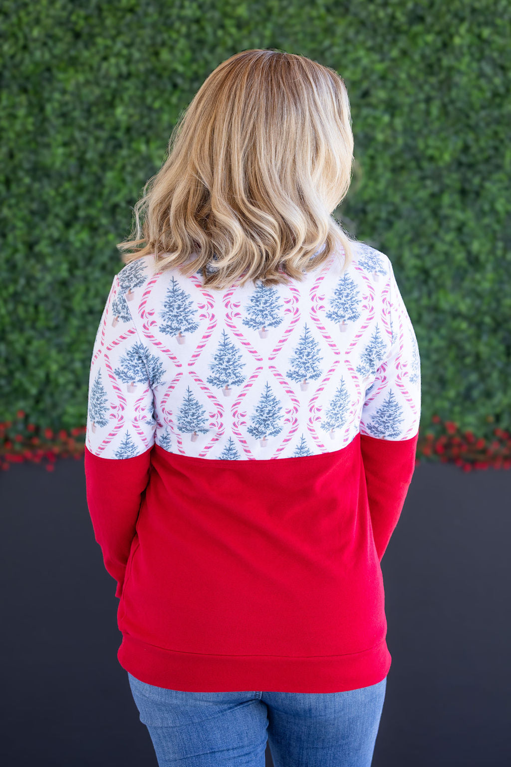 Michelle Mae Natalie Pullover - Candy Cane Lane and Red