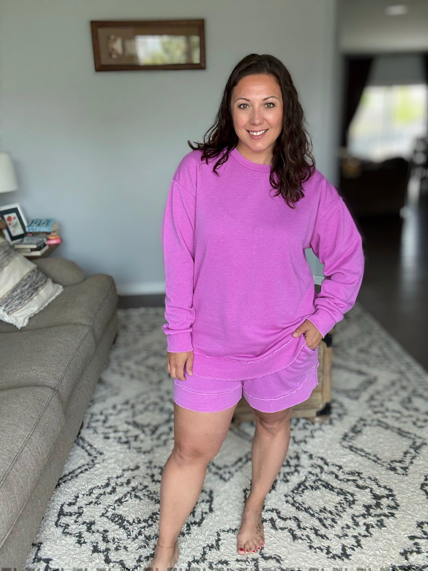 IN STOCK Vintage Wash Pullover - Vivid Orchid