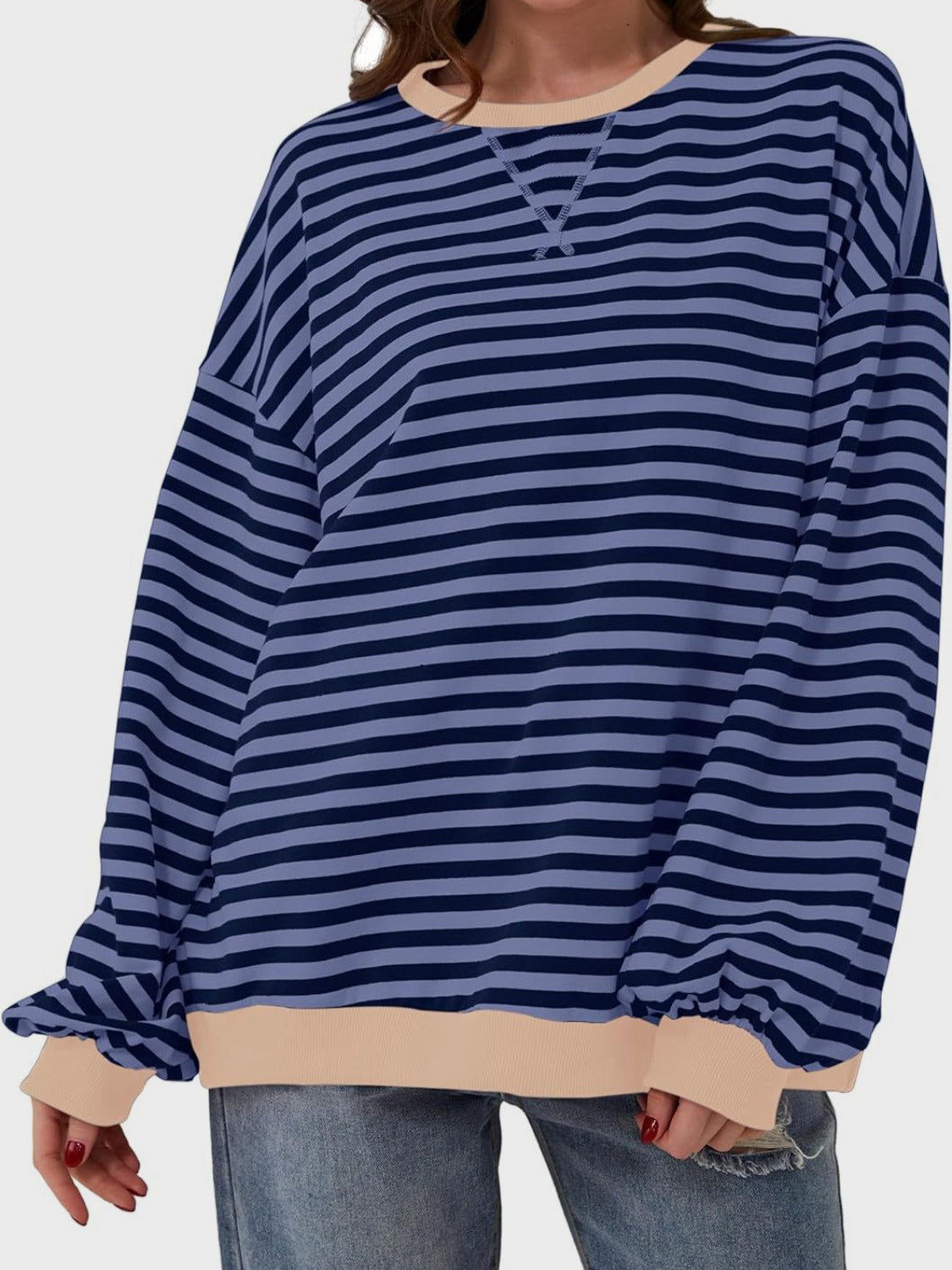 Preorder: Lovelet Contrast Striped Oversized Pullover