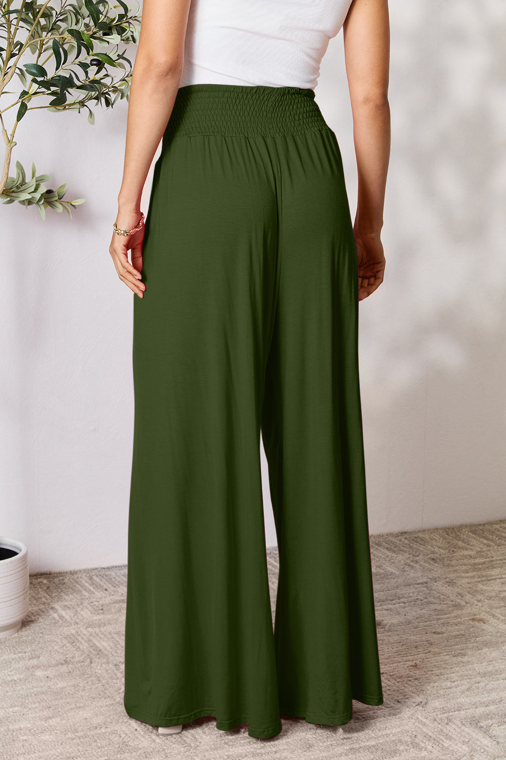 Smocked Waist Wide Leg Pants in 5 Colors