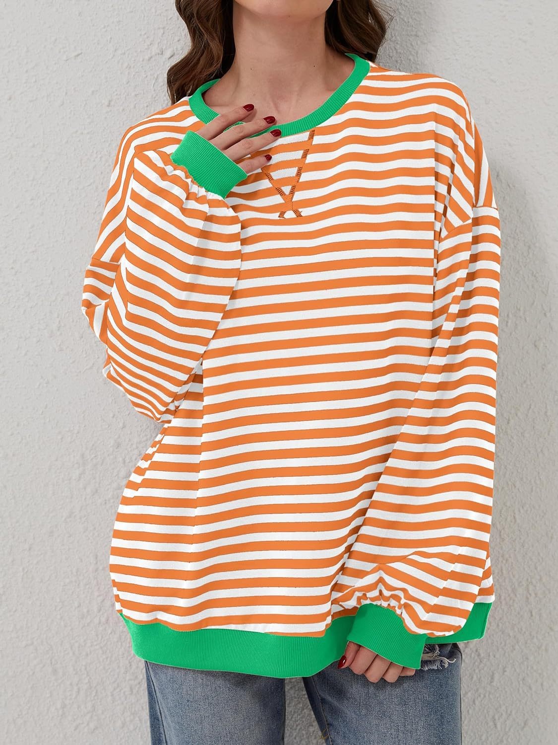 Preorder: Lovelet Contrast Striped Oversized Pullover