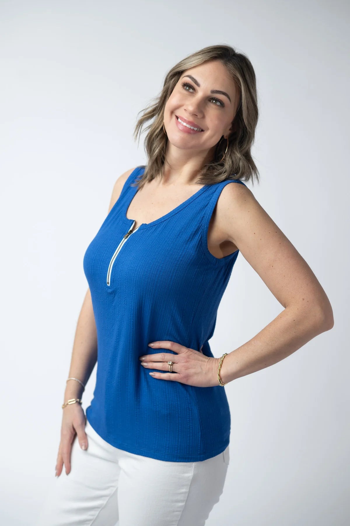 Michelle Mae Mila Zipper Tank - Blue