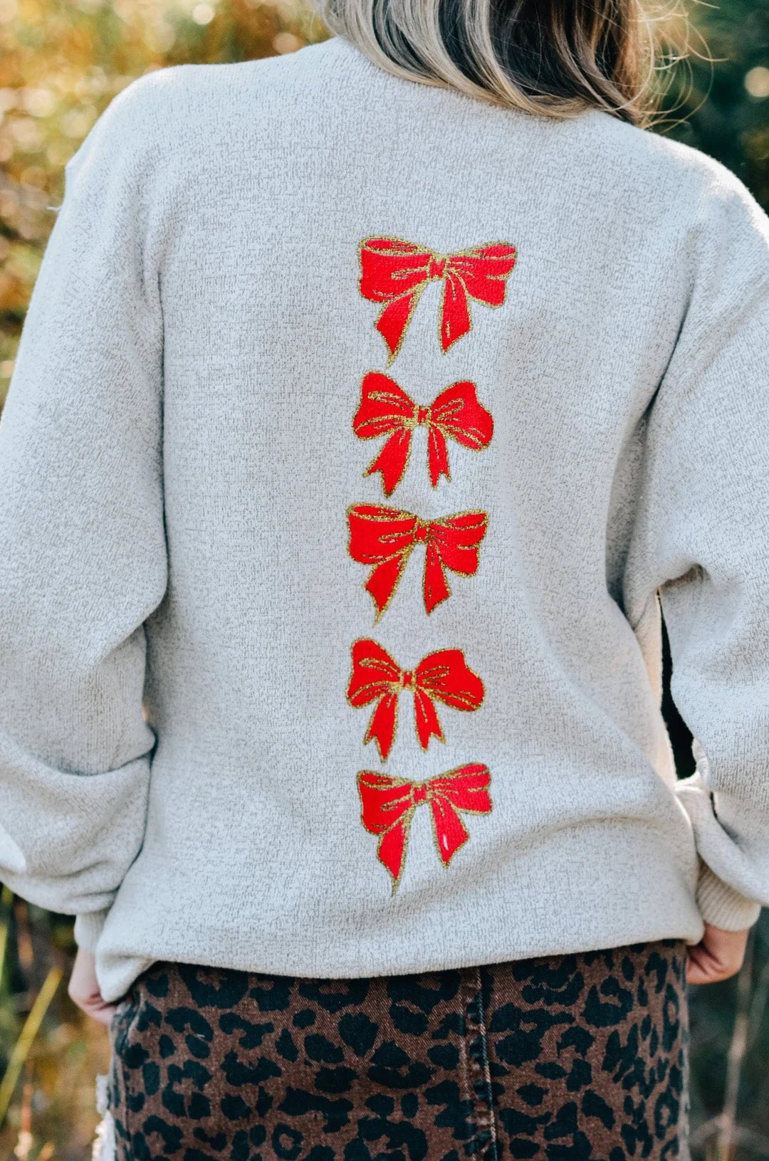 PREORDER: Christmas Bows Puff Knit Sweater