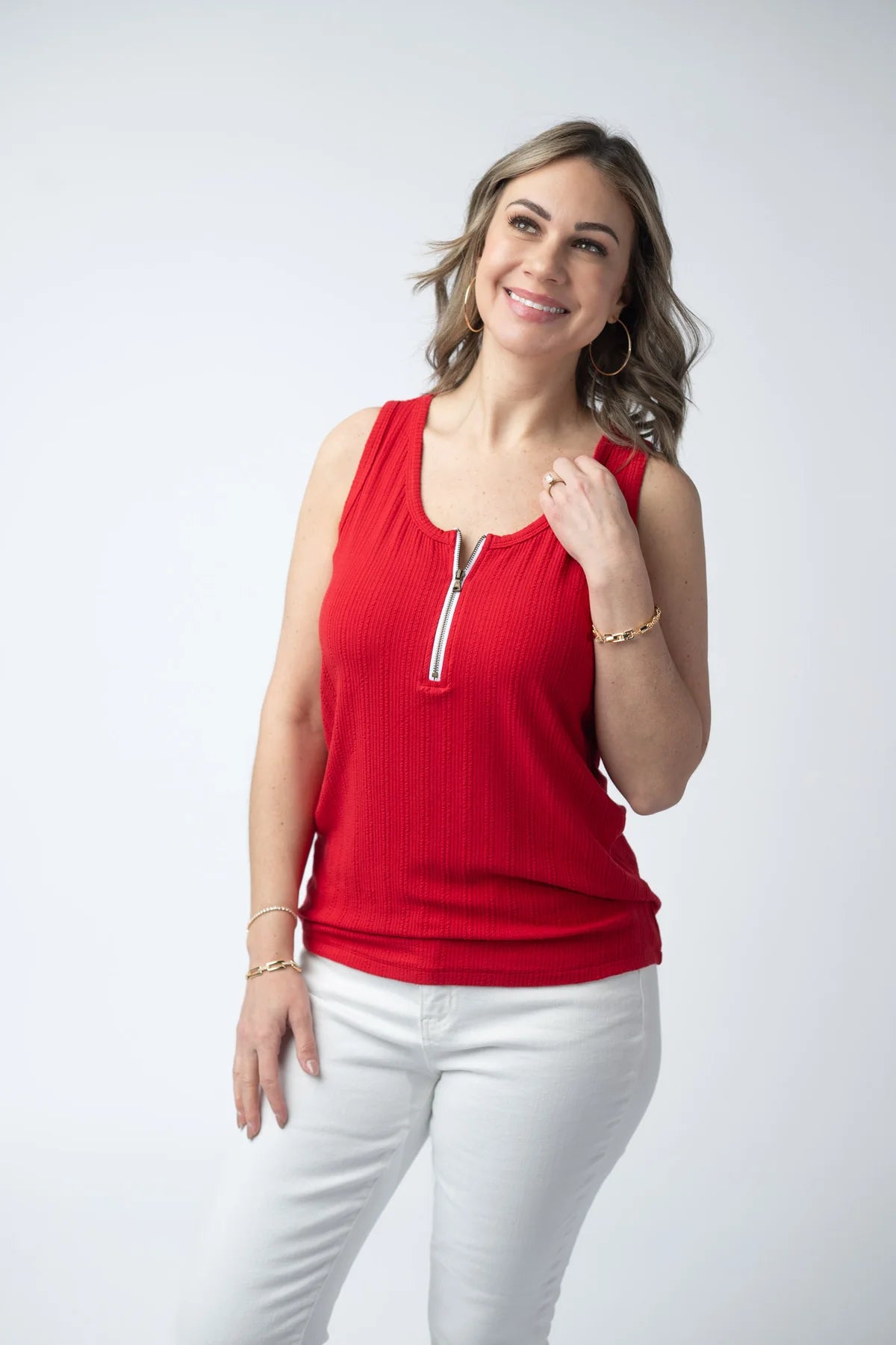 Michelle Mae Mila Zipper Tank - Red