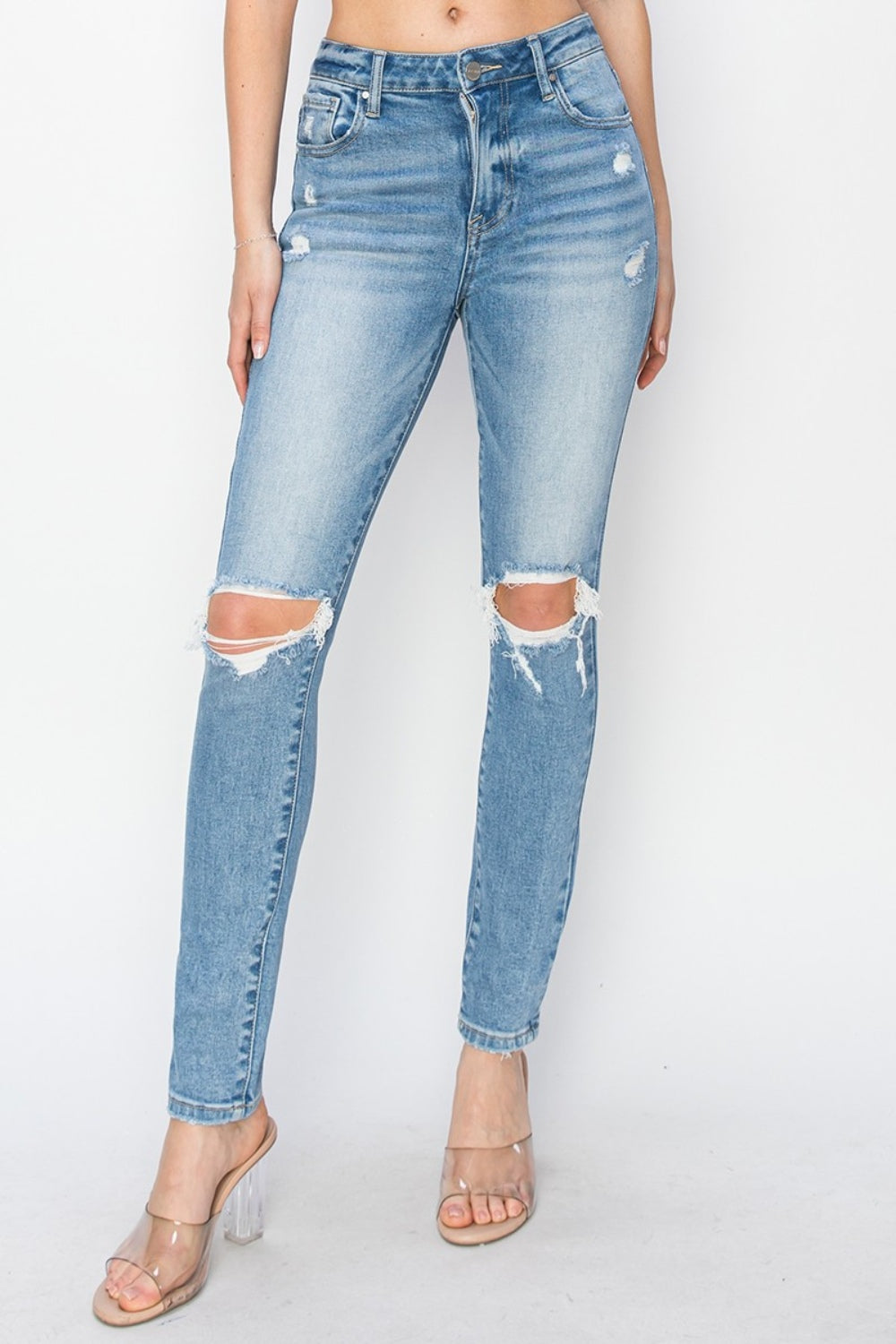 Neeley High Rise Knee Distressed Skinny Jeans